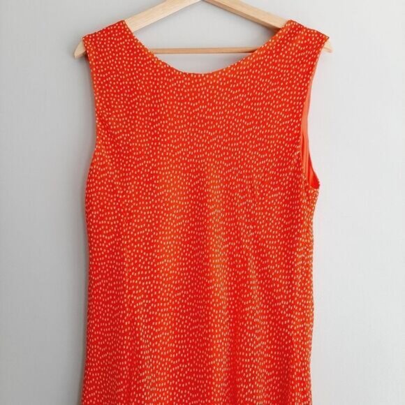 TRADITION Polka-Dot Sleeveless Flowy Midi Dress Orange & White Sz 18 - Picture 8 of 11